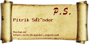Pitrik Sándor névjegykártya